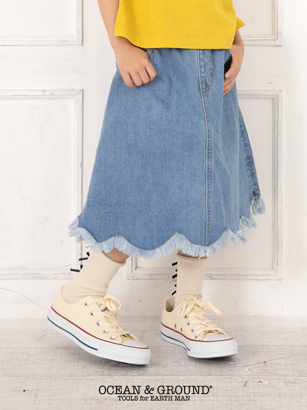 DENIM SCALLOP SKIRT